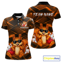 Load image into Gallery viewer, Orange Squirrel Funny Custom Bowling Jersey for Women Bowling Team Shirts Bowling League HNT304
