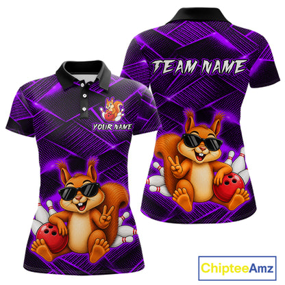 Purple Squirrel Funny Custom Bowling Jersey for Women Bowling Team Shirts Bowling League HNT304