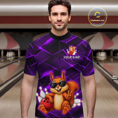 Purple Squirrel Funny Custom Bowling Jersey for Men Bowling Team Shirts Bowling League HNT304