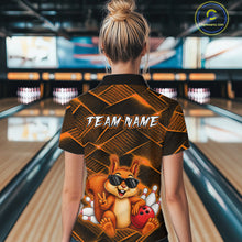 Load image into Gallery viewer, Orange Squirrel Funny Custom Bowling Jersey for Women Bowling Team Shirts Bowling League HNT304