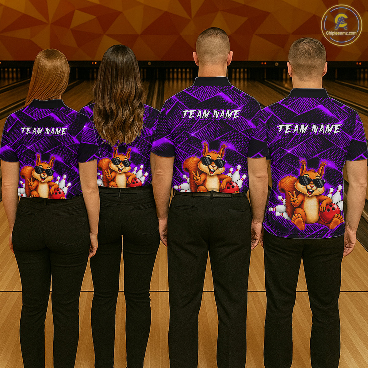 Purple Squirrel Funny Custom Bowling Jersey for Women Bowling Team Shirts Bowling League HNT304