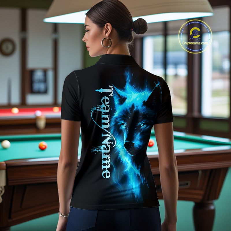 Custom Wolf 8 Ball Billiard Shirts for Women Billiard Team Shirts Billiard League Polo & 1/4 Zip NNT97