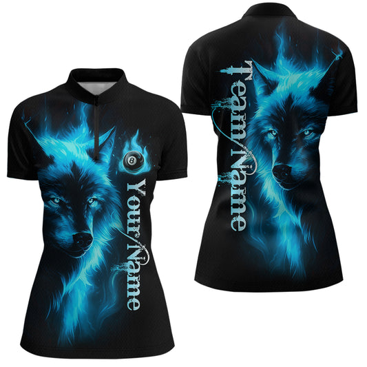 Custom Wolf 8 Ball Billiard Shirts for Women Billiard Team Shirts Billiard League Polo & 1/4 Zip NNT97
