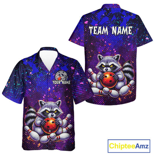 Custom Funny Raccoon Hawaiian Bowling Jersey for Men Women Bowling Team Shirts Bowling League HNT216