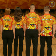 Load image into Gallery viewer, Custom Yellow Funny Duck Bowling Jersey for Women Bowling Uniform Polo &amp; 1/4 Zip Bowling Team Shirts HNT236