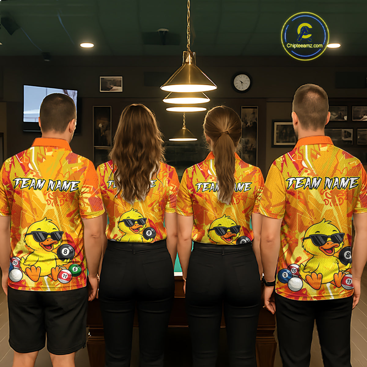 Custom Yellow Duck Funny 8 Ball Pool Shirts Billiard Shirt for Men Billiard Team Jersey League NNT174