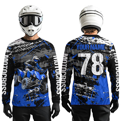 Custom Blue ATV Motocross Shirts Kid Adult Motocross Off-Road Quad Bike Shirt UPF30+ DNT62
