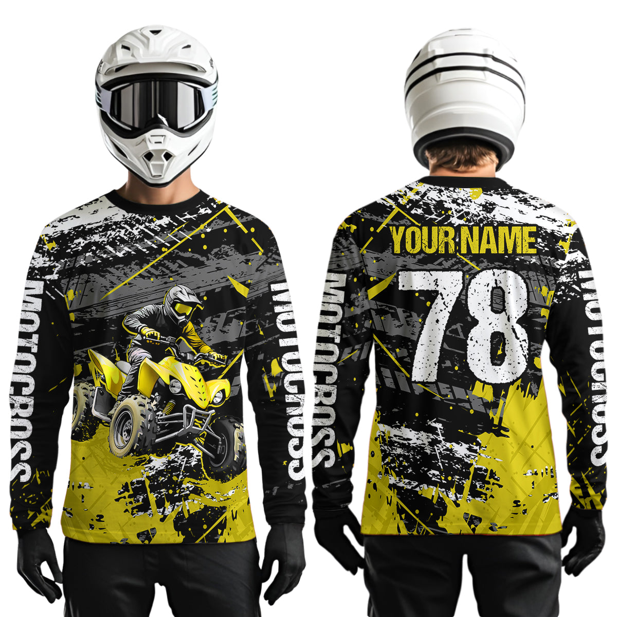 Custom Yellow Off-Road Quad Bike Shirt Youth ATV Motocross Shirts Kid Men Women UPF30+ DNT78