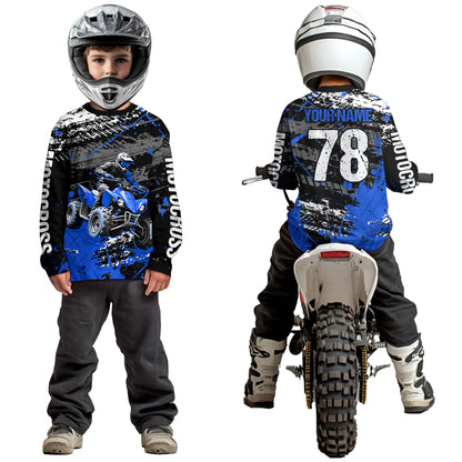 Custom Blue Off-Road Quad Bike Shirt Youth ATV Motocross Shirts Kid Men Women UPF30+ DNT78