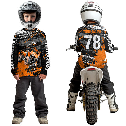 Custom Orange Off-Road Quad Bike Shirt Youth ATV Motocross Shirts Kid Men Women UPF30+ DNT78