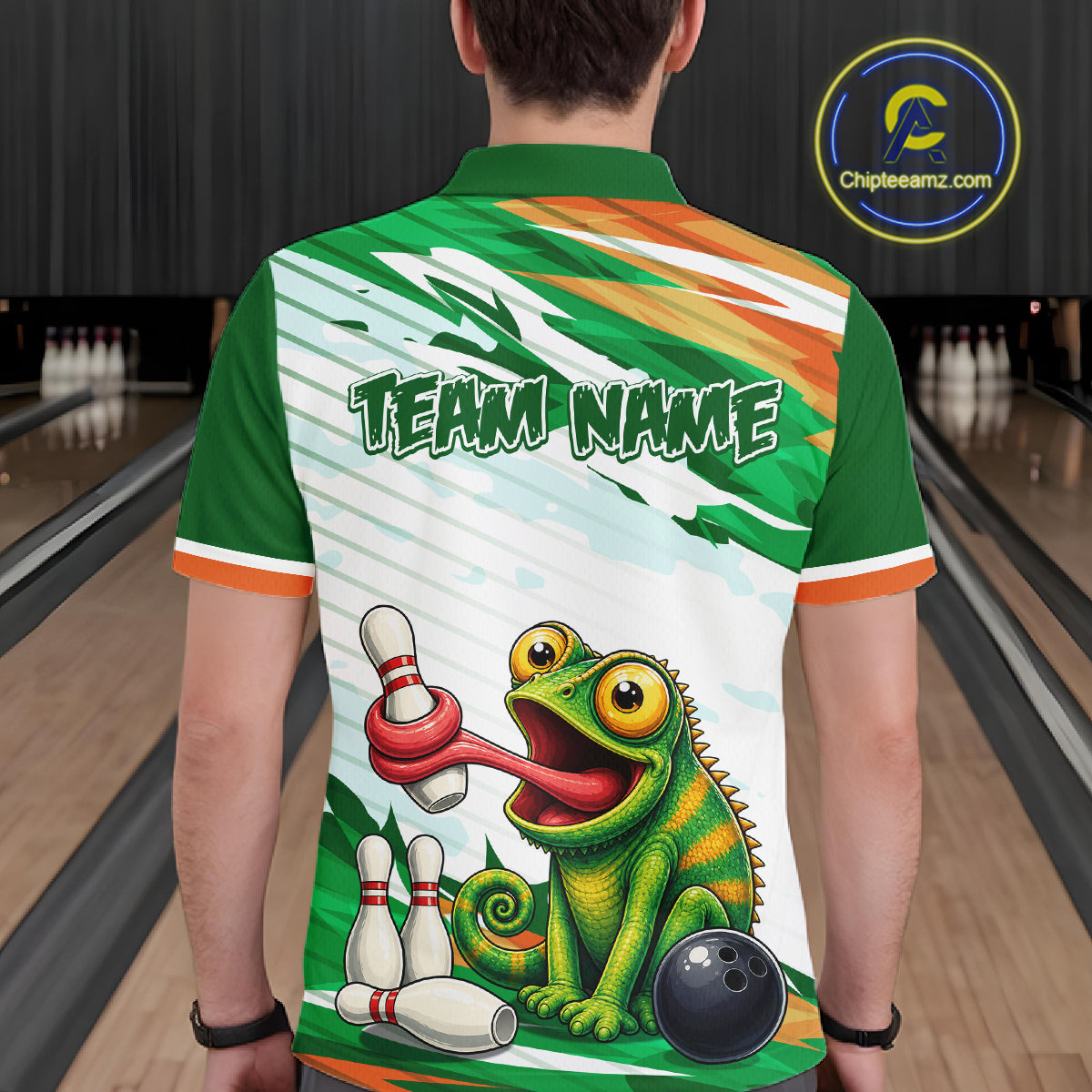 Custom Funny Chameleon Bowling Jersey for Men Bowling Team Shirts Bowling League HNT308