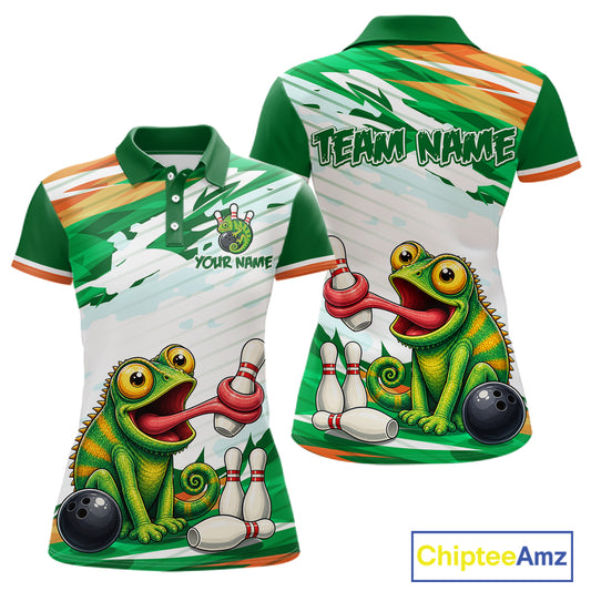 Custom Funny Chameleon Bowling Jersey for Women Bowling Team Shirts Bowling League HNT308