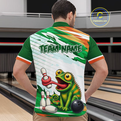 Custom Funny Chameleon Bowling Jersey for Men Bowling Team Shirts Bowling League HNT308