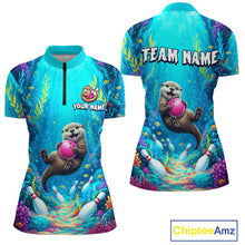 Load image into Gallery viewer, Custom Ocean Funny Otte Bowling Jersey for Women Funny Bowling Team Shirts Bowling Uniform HNT273