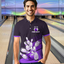 Load image into Gallery viewer, Purple Bowling Jersey for Men Custom Bowling Team Shirts Bowling League Polo &amp; 1/4 Zip HNT166