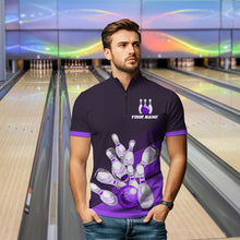 Load image into Gallery viewer, Purple Bowling Jersey for Men Custom Bowling Team Shirts Bowling League Polo &amp; 1/4 Zip HNT166