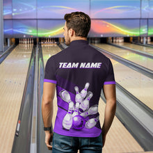 Load image into Gallery viewer, Purple Bowling Jersey for Men Custom Bowling Team Shirts Bowling League Polo &amp; 1/4 Zip HNT166