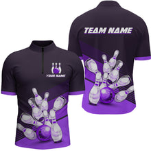Load image into Gallery viewer, Purple Bowling Jersey for Men Custom Bowling Team Shirts Bowling League Polo &amp; 1/4 Zip HNT166