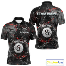 Load image into Gallery viewer, Custom Broken Glass 8 Ball Billiard Shirt for Men Billiard Team Jersey Billiard League NNT193