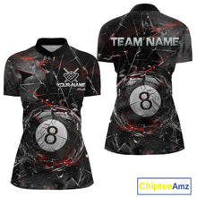 Load image into Gallery viewer, Custom Broken Glass 8 Ball Billiard Shirt for Women Billiard Team Jersey Billiard League NNT193
