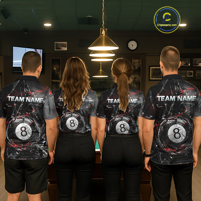 Custom Broken Glass 8 Ball Billiard Shirt for Men Billiard Team Jersey Billiard League NNT193