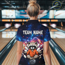 Load image into Gallery viewer, Custom Galaxy Funny Zen Raccoon Bowling Shirt for Women Bowling Team Shirts Bowling Outfit HNT313