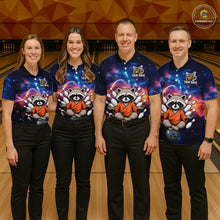 Load image into Gallery viewer, Custom Galaxy Funny Zen Raccoon Bowling Shirt for Women Bowling Team Shirts Bowling Outfit HNT313