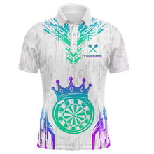 Load image into Gallery viewer, Custom Neon White Crown Dart Shirts for Men Darts Team Jerseys Dart League Polo &amp; 1/4 Zip NNT140