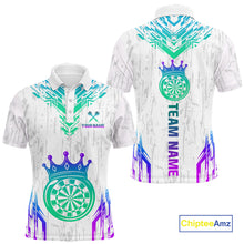 Load image into Gallery viewer, Custom Neon White Crown Dart Shirts for Men Darts Team Jerseys Dart League Polo &amp; 1/4 Zip NNT140