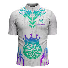 Load image into Gallery viewer, Custom Neon White Crown Dart Shirts for Men Darts Team Jerseys Dart League Polo &amp; 1/4 Zip NNT140