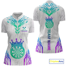 Load image into Gallery viewer, Custom Neon White Crown Dart Shirts for Women Darts Team Jerseys Dart League Polo &amp; 1/4 Zip NNT140