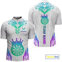 Load image into Gallery viewer, Custom Neon White Crown Dart Shirts for Men Darts Team Jerseys Dart League Polo &amp; 1/4 Zip NNT140