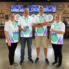 Load image into Gallery viewer, Custom Neon White Crown Dart Shirts for Men Darts Team Jerseys Dart League Polo &amp; 1/4 Zip NNT140