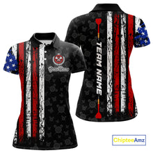 Load image into Gallery viewer, Custom US Flag Dart Shirts For Women Dart Board Shirts Polo &amp; 1/4 Zip Dart Jersey Team NNT125