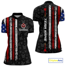 Load image into Gallery viewer, Custom US Flag Dart Shirts For Women Dart Board Shirts Polo &amp; 1/4 Zip Dart Jersey Team NNT125