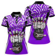Load image into Gallery viewer, Custom Purple Funny Bowling Jersey for Women Bowling Team Shirts Bowling League Polo &amp; 1/4 Zip HNT155