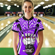 Load image into Gallery viewer, Custom Purple Funny Bowling Jersey for Women Bowling Team Shirts Bowling League Polo &amp; 1/4 Zip HNT155