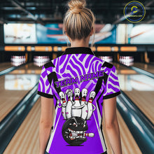 Load image into Gallery viewer, Custom Purple Funny Bowling Jersey for Women Bowling Team Shirts Bowling League Polo &amp; 1/4 Zip HNT155