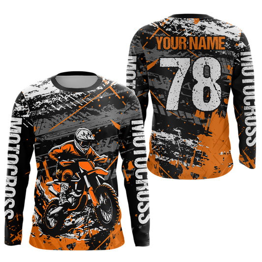 Orange Youth Dirt Bike Jersey Adult Kid Upf30+ Customized Motocross Jersey Off-Roading Jersey DNT48
