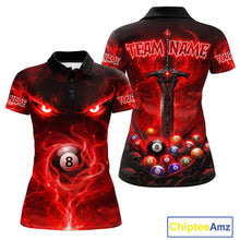 Load image into Gallery viewer, Custom Red Fire Demon Eyes 8 Ball Billiard Shirt for Women Billiard Team Jersey Billiard Outfit NNT196