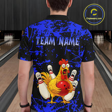 Load image into Gallery viewer, Custom Blue Funny Chicken Bowling Jersey for Men Bowling Uniform Bowling Team Shirts HNT282