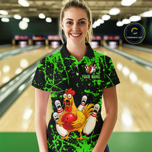 Load image into Gallery viewer, Custom Green Funny Chicken Bowling Jersey for Women Bowling Uniform Bowling Team Shirts HNT282