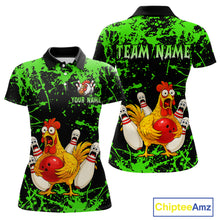 Load image into Gallery viewer, Custom Green Funny Chicken Bowling Jersey for Women Bowling Uniform Bowling Team Shirts HNT282