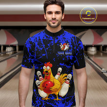 Load image into Gallery viewer, Custom Blue Funny Chicken Bowling Jersey for Men Bowling Uniform Bowling Team Shirts HNT282