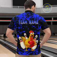Load image into Gallery viewer, Custom Blue Funny Chicken Bowling Jersey for Men Bowling Uniform Bowling Team Shirts HNT282