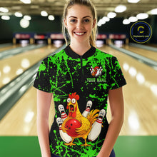 Load image into Gallery viewer, Custom Green Funny Chicken Bowling Jersey for Women Bowling Uniform Bowling Team Shirts HNT282