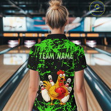 Load image into Gallery viewer, Custom Green Funny Chicken Bowling Jersey for Women Bowling Uniform Bowling Team Shirts HNT282