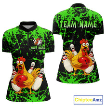 Load image into Gallery viewer, Custom Green Funny Chicken Bowling Jersey for Women Bowling Uniform Bowling Team Shirts HNT282