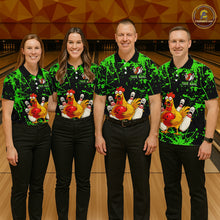Load image into Gallery viewer, Custom Green Funny Chicken Bowling Jersey for Women Bowling Uniform Bowling Team Shirts HNT282