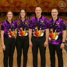 Load image into Gallery viewer, Custom Purple Funny Chicken Bowling Jersey for Women Bowling Uniform Bowling Team Shirts HNT282